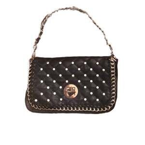 Black studded handbag/clutch with detachable strap